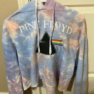 pink floyd cropped tie dye hoodie
